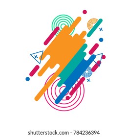 Abstract geometric background. Colorful image.Modern style abstraction with composition made of various rounded shapes in color. Vector illustration.