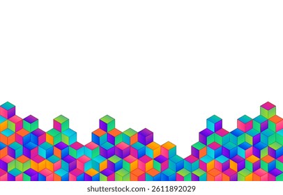 Abstract geometric background with colorful isometric blocks