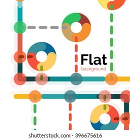 Abstract geometric background. Colorful line composition on white. Flat design