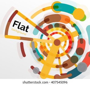 Abstract geometric background. Colorful line composition on white. Flat design