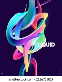 Abstract geometric background of colorful liquid circle. Twisted spiral shapes. 3D vector design elements