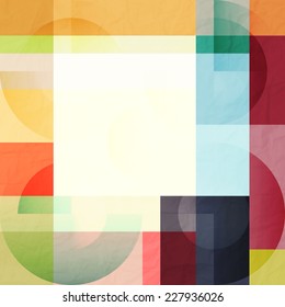 abstract geometric background with colorful rectangles over paper texture. vector design