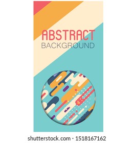 Abstract geometric background with colorful rounded shapes and lines. Pop art style backdrop for polygraphy and web design. Minimalist simple art vector illustration.