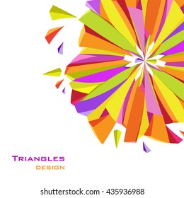 Abstract geometric background. Colorful shape with triangles, geometric shapes design. Orange, yellow, green, purple geometric abstract triangles design in white background. Vector illustration.