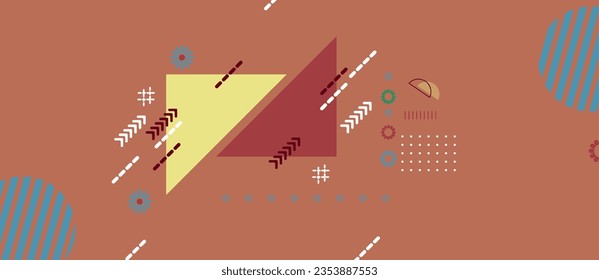 Abstract geometric background with colorful shapes and doodles. Vector illustration