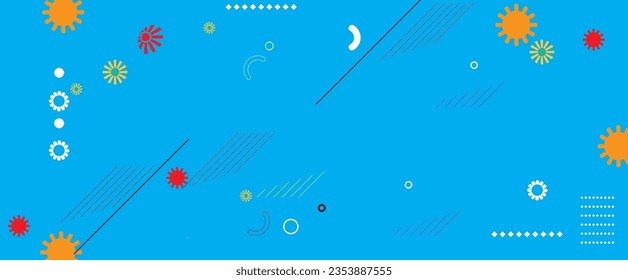 Abstract geometric background with colorful shapes and doodles. Vector illustration