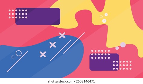 Abstract geometric background with colorful shapes and gradients
Modern abstract background with colorful geometric shapes, gradients and playful elements