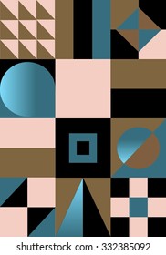 Abstract, geometric background, colorful, spectrum. Simple geometrical shapes such as a triangle, a sphere, a square, a rectangle. modern background. Web trend screensaver
