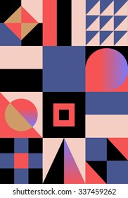 Abstract, geometric background, colorful, spectrum. Simple geometrical shapes such as a triangle, a sphere, a square, a rectangle. modern background. Web trend screensaver