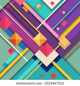 abstract geometric background with colorful squares and lines, geometric shapes background, minimalist background