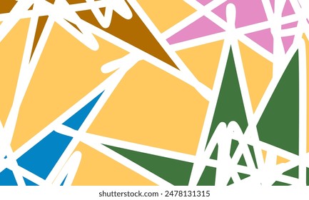 abstract geometric background with colorful triangle line on beige. ornament decoration. line background style. vector background for poster flyer banner backdrop. horizontal banner. cool background 
