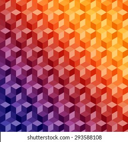 Abstract geometric background of colorful triangles and cubes