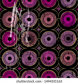 abstract geometric background composition, with circles, lines, strokes and splashes, seamless