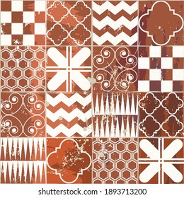 abstract geometric background composition, with paint strokes and splashes , mosaic seamless pattern