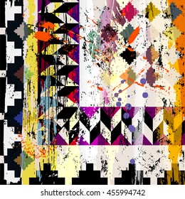 abstract geometric background composition, with strokes, splashes, squares, triangles