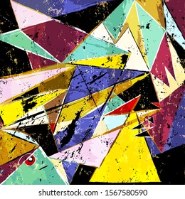 abstract geometric background composition, with triangles, strokes and splashes