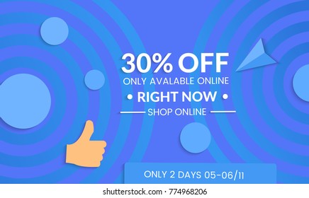 Abstract geometric background with concentric circles. Modern template for social media banner. Contemporary material design with realistic shadow over flat gradient background.