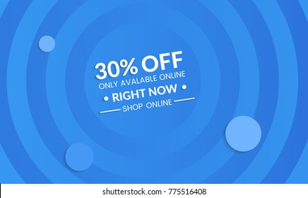 Abstract geometric background with concentric circles. Modern template for social media banner. Contemporary material design with realistic shadow over flat gradient background.
