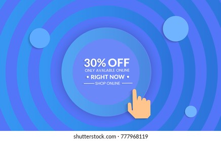 Abstract geometric background with concentric circles. Modern template for social media banner. Contemporary material design with realistic shadow over flat gradient background.