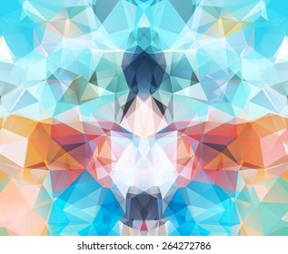 Abstract geometric background concept. Multicolored triangles. Beautiful inscription. Triangle background with bright lines. Pattern of crystal geometric shapes. Multicolor mosaic banner