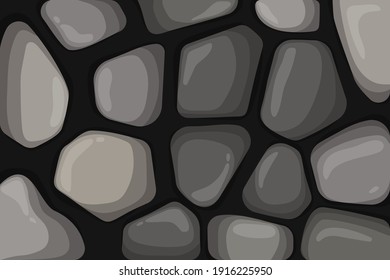 Abstract geometric background of the concrete use black color. bright and dark stone arrangement to form a pattern with horizontal layout.	