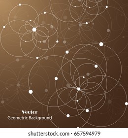 Abstract geometric background with connected circles and dots. Vector illustration.