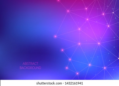 Abstract geometric background of connected dots and lines. Network nodes with polygonal shapes