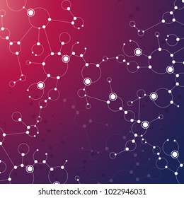 Abstract geometric background with connected lines, circles and dots. Vector illustration.