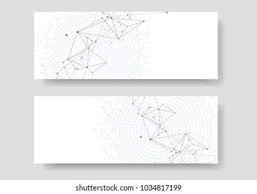 Abstract geometric background with connected lines and dots. Technology vector banner cover design.