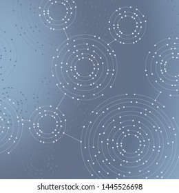 Abstract geometric background with connected lines, circles and dots. Vector illustration.
