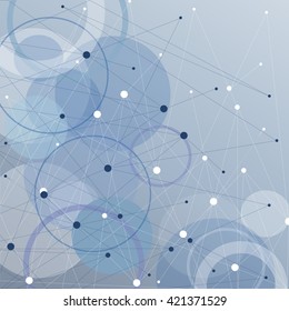 Abstract geometric background with connected lines and dots.  Vector illustration.