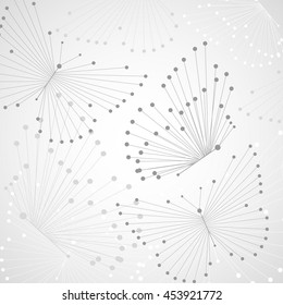 Abstract geometric background with connected lines and dots in a shape of butterflies. Vector illustration.