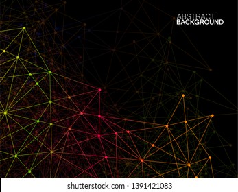 Abstract geometric background with connecting dots and lines. Modern technology concept. Colorful polygonal structure