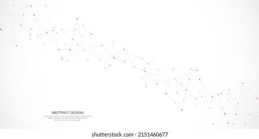 Abstract geometric background with connecting the dots and lines. Networking concept, internet connection and global communication
