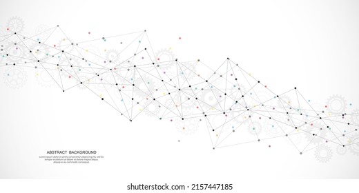 Abstract geometric background with connecting the dots and lines. Networking concept, internet connection and global communication