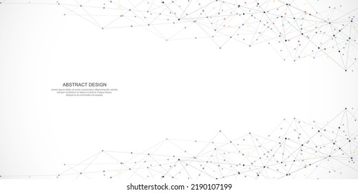 Abstract geometric background with connecting the dots and lines. Networking concept, internet connection and global communication