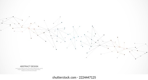 Abstract geometric background with connecting the dots and lines. Networking concept, internet connection and global communication