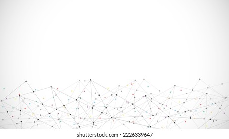 Abstract geometric background with connecting the dots and lines. Networking concept, internet connection and global communication