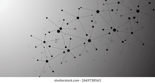 Plano de fundo geométrico abstrato com pontos de conexão e linhas com formas baixas de triângulo poli. Estrutura molecular monocromática mínima ou dados digitais malha padrão ciência, tecnologia, blockchain.