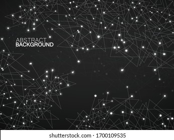 Fondo geométrico abstracto con puntos y líneas de resplandor.Concepto moderno de tecnología. Estructura poligonal. Diseño futurista