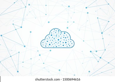 Abstract geometric background, connection concept, blue polygonal in cloud shape