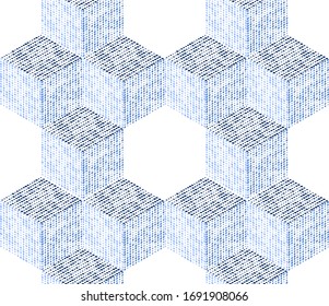 Abstract geometric background consisting of blue cubes.Seamless pattern. Vector illustration