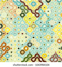 Abstract geometric background consisting of circles of different diameter and size and smoothly curving lines. Colorful creative backdrop