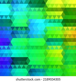 Abstract geometric background consisting of colored triangles.
