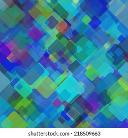 Abstract geometric background  consisting of overlapping square elements of various sizes, with rounded corners. Vector illustration.