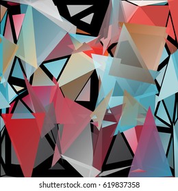 Abstract geometric background consisting of randomly distributed triangles of different sizes and colors