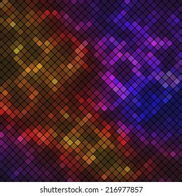 Abstract geometric background consisting of squares with rounded corners, located on a black background. Vector illustration.