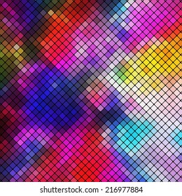 Abstract geometric background consisting of squares with rounded corners, located on a black background. Vector illustration.
