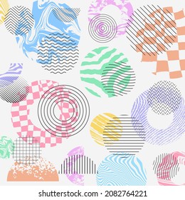 Abstract Geometric Background. Cool textured shapes vector design. Memphis Design Elements.