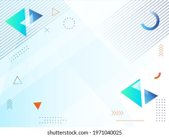 Abstract Geometric Background With Copy Space In Blue And White Color.